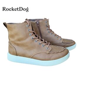 Rocket Dog Finley High Top Ankle Casual Sneaker Loafer Shoe Brown Tan Women 8.5